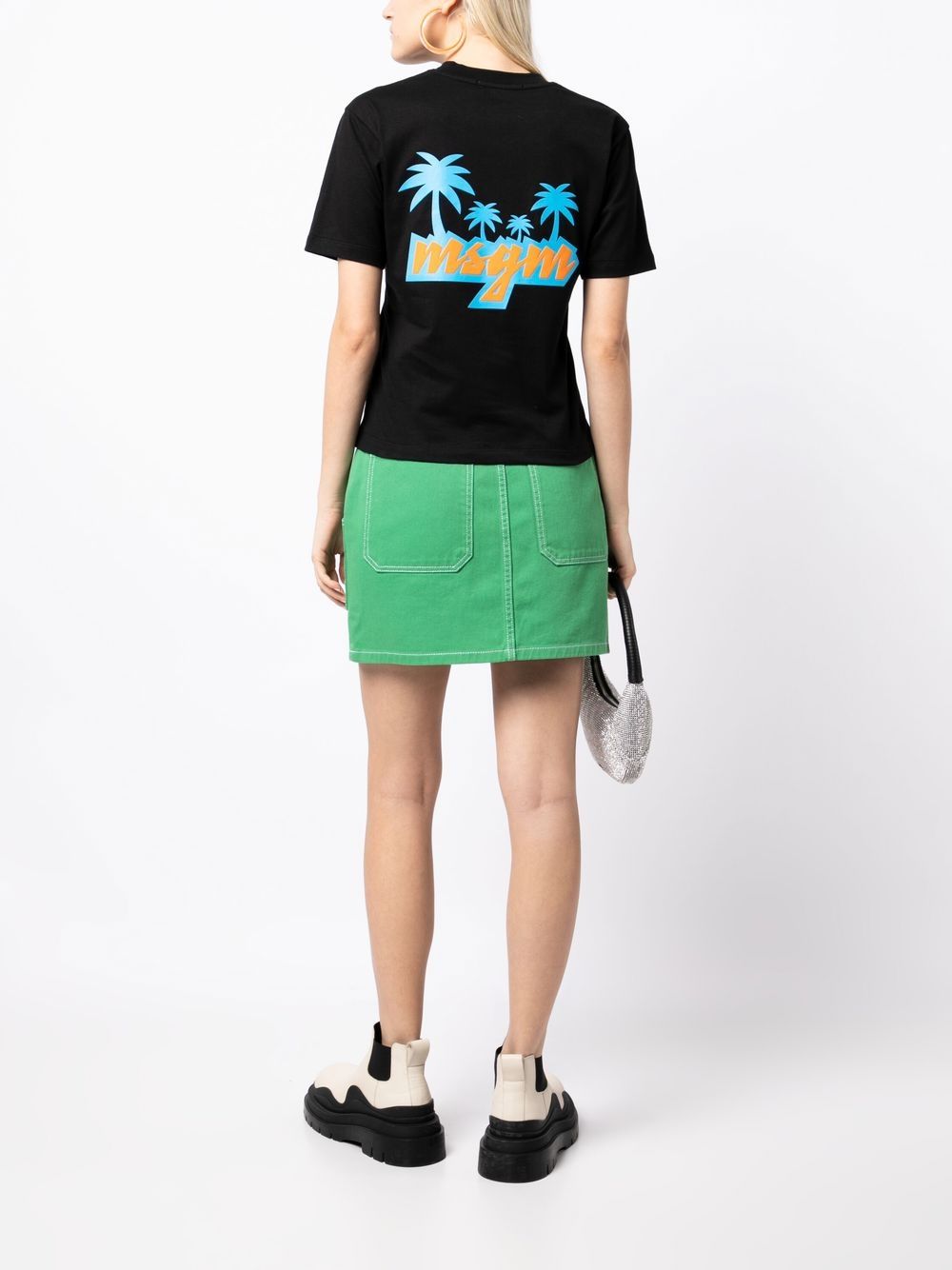 Shop Msgm Logo-print Short-sleeve T-shirt In Black