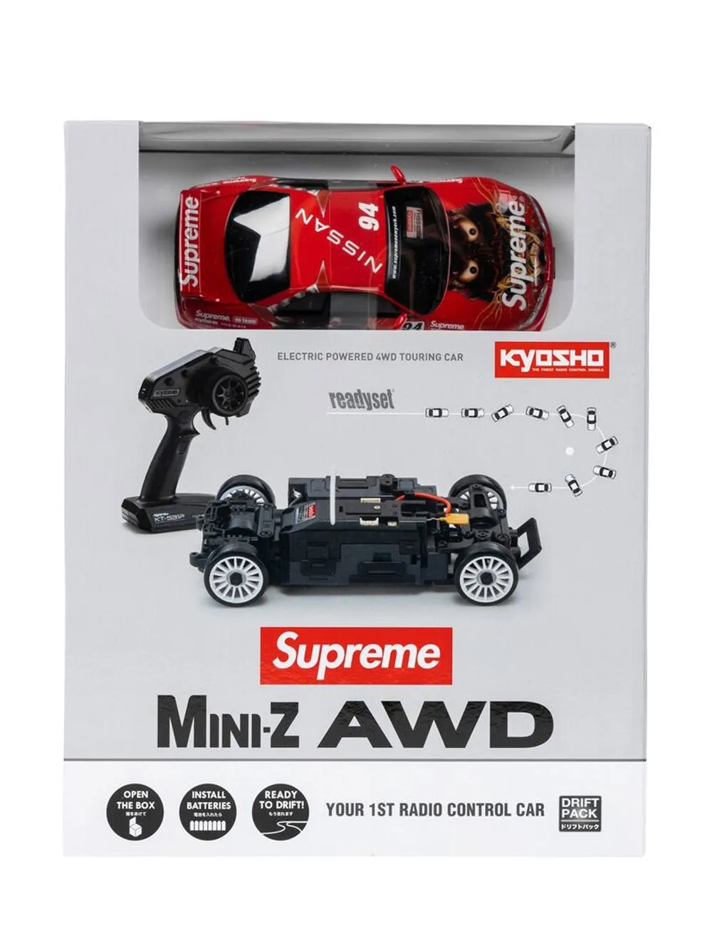 Supreme x Kyosho Mini-Z Nissan Skyline Nismo R33 RC Readyset 