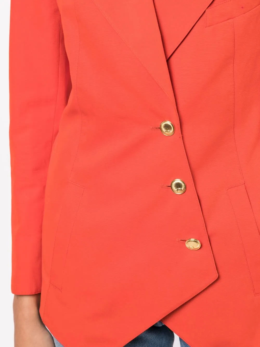 Pre-owned Chanel 1990-2000s Off-centre Fastening Peak Lapels Blazer In Red