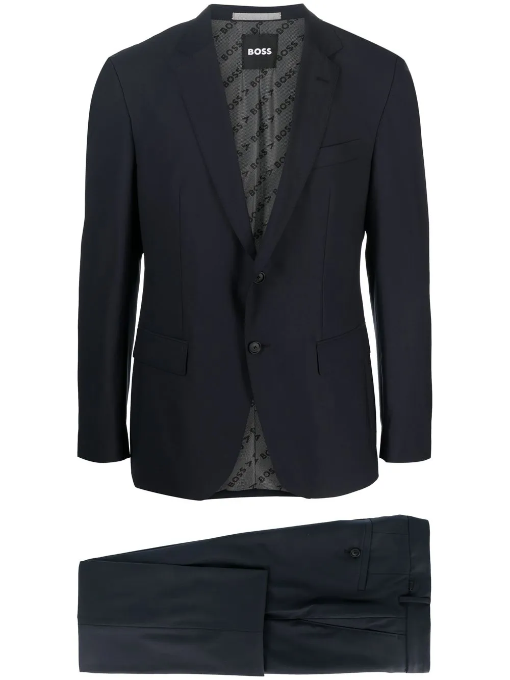 

HUGO virgin-wool notched-lapel suit - Blue