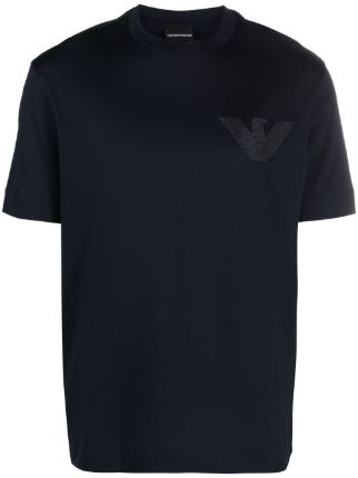 Emporio Armani logo-embroidery Cotton T-shirt - Farfetch