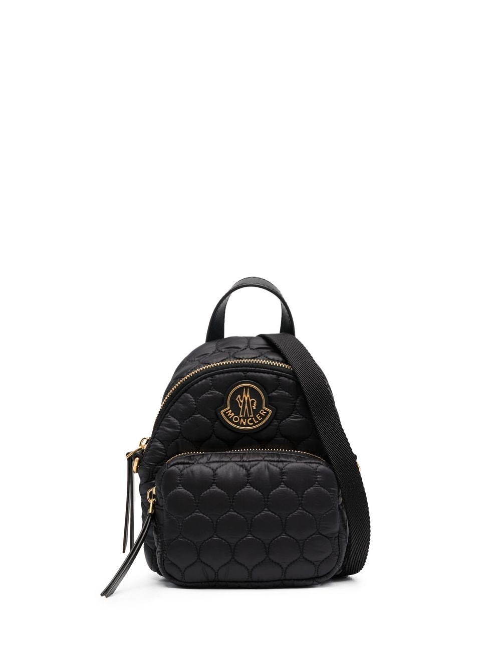 Moncler Quilted Logo Plaque Backpack In Nero