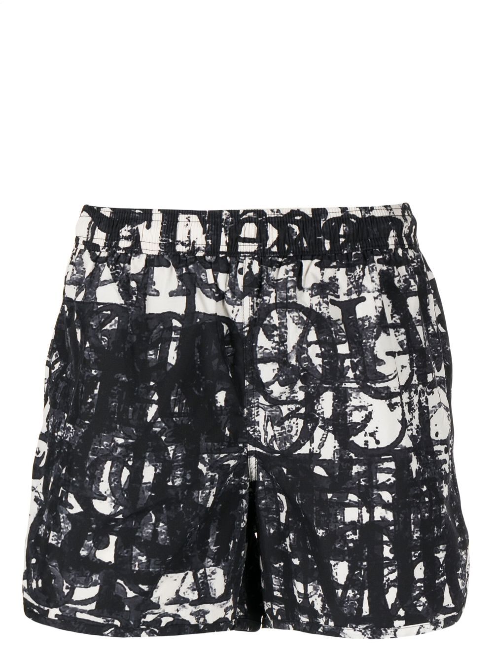 

Alexander McQueen abstract lettering -print shorts - Black