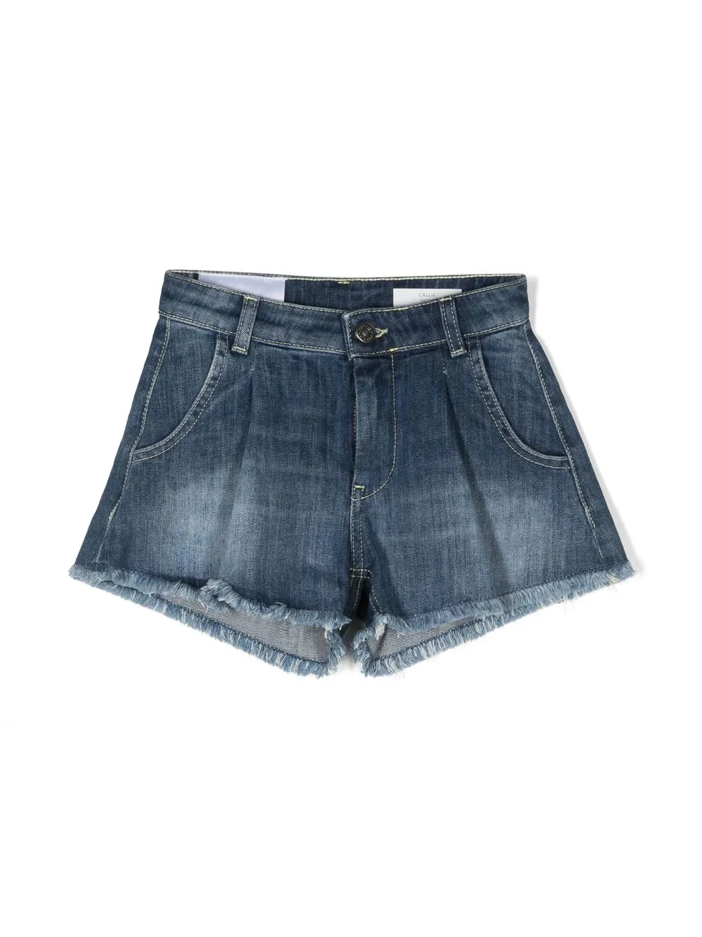 

DONDUP KIDS logo-patch frayed denim shorts - Blue