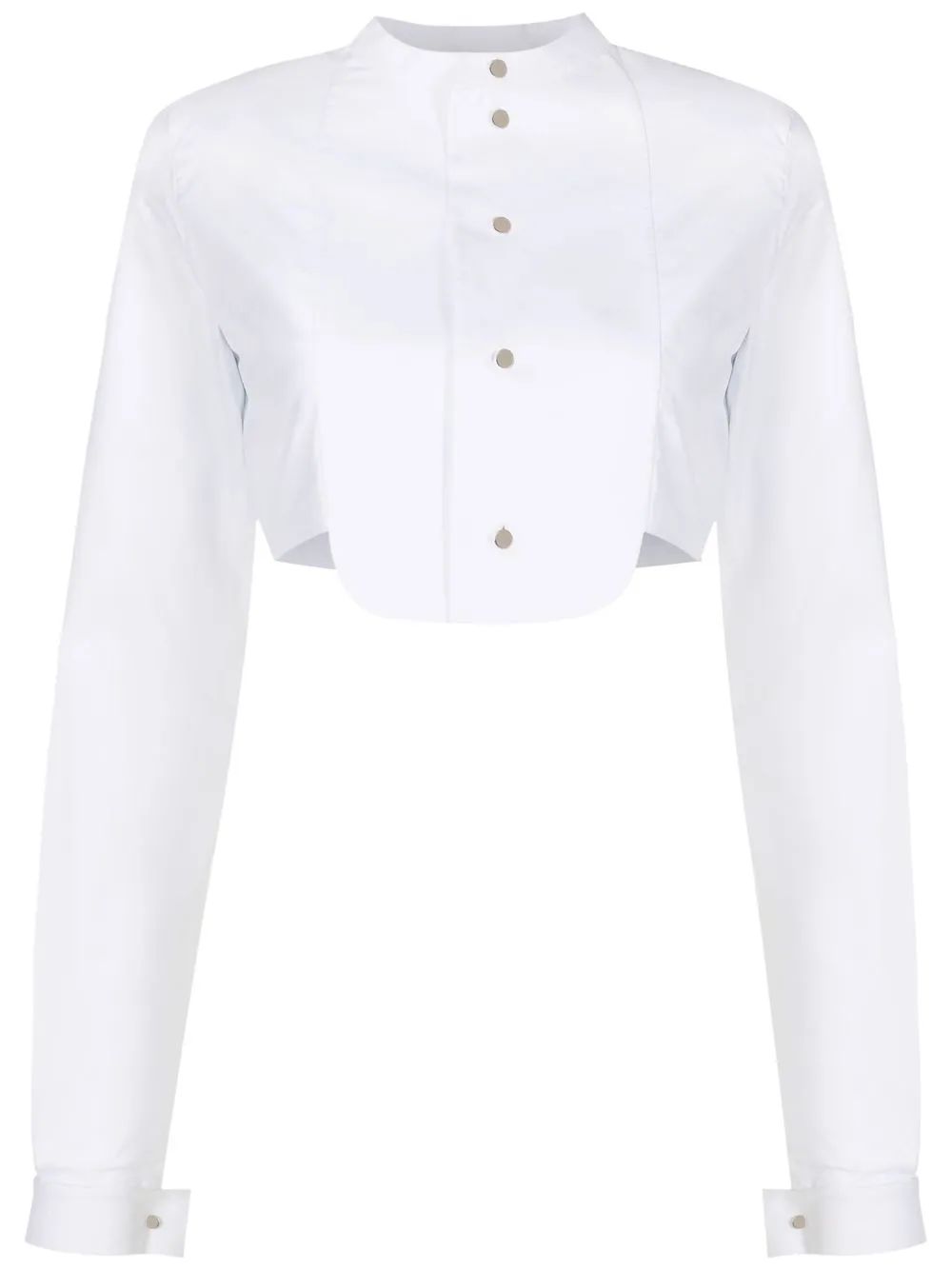 Gloria Coelho Long-sleeve Cropped Shirt In White