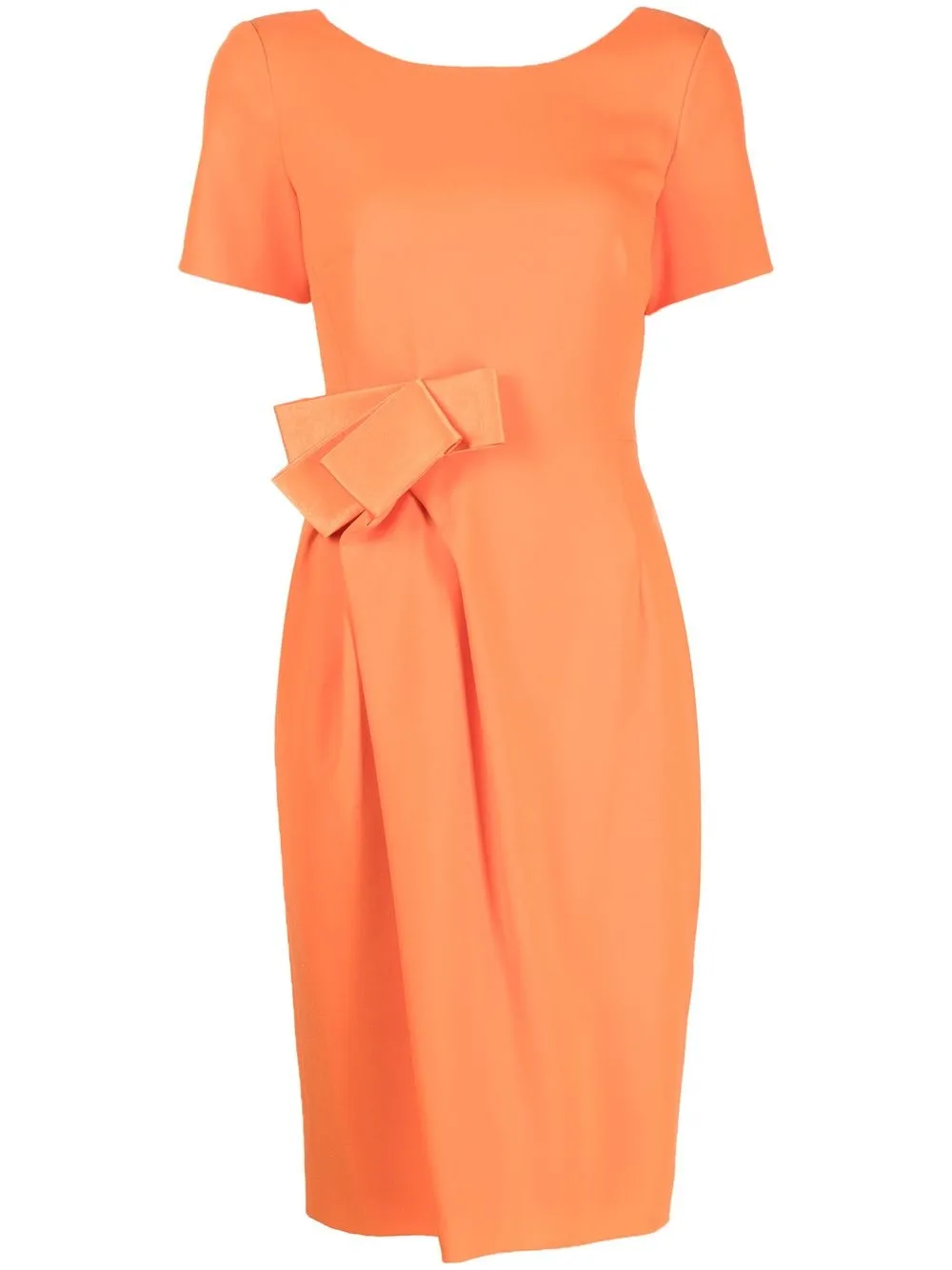 Paule Ka Envers Satin Crepe Midi Dress In Orange