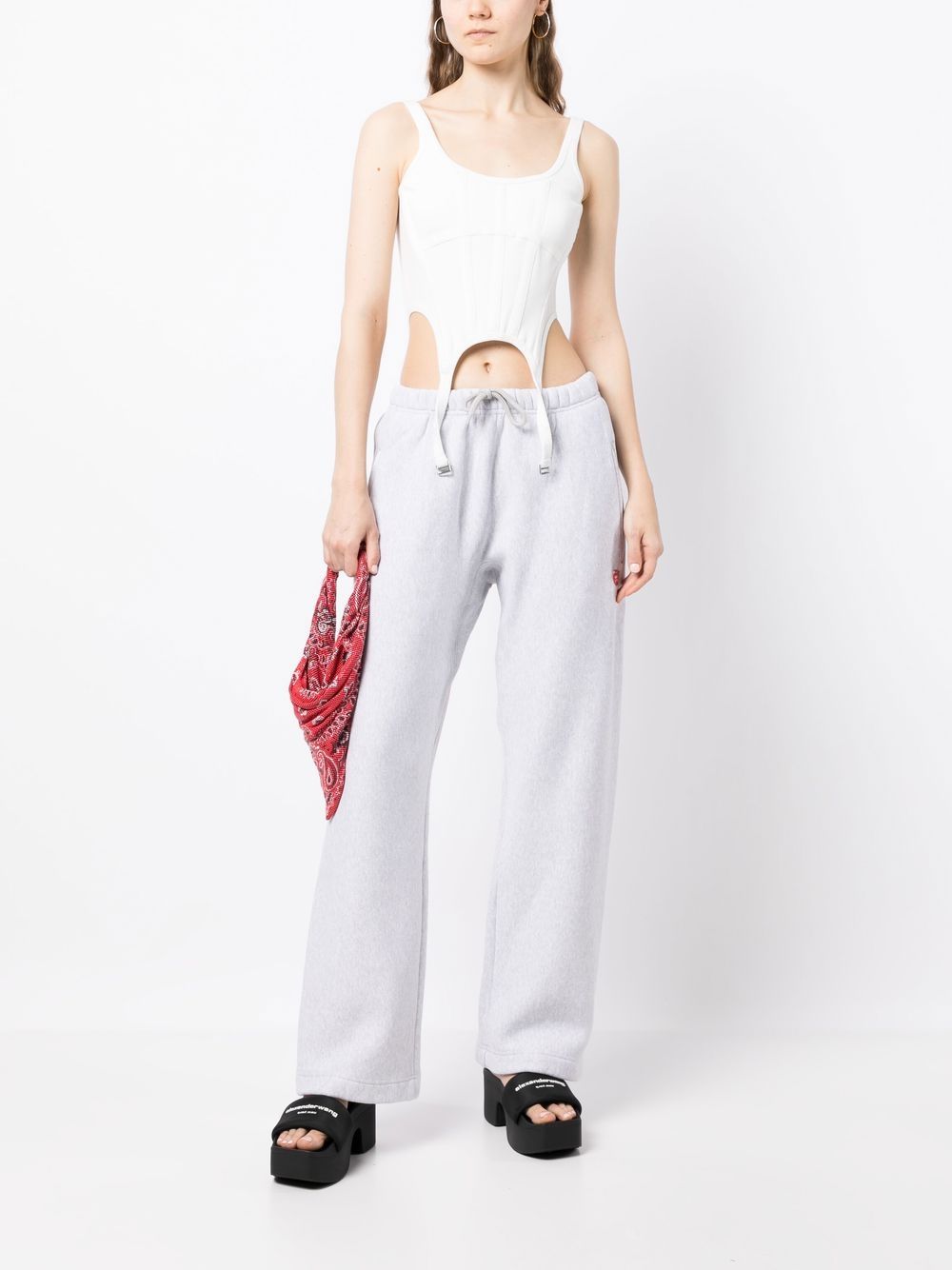 Shop Alexander Wang Drawstring Straight-leg Trousers In Grau