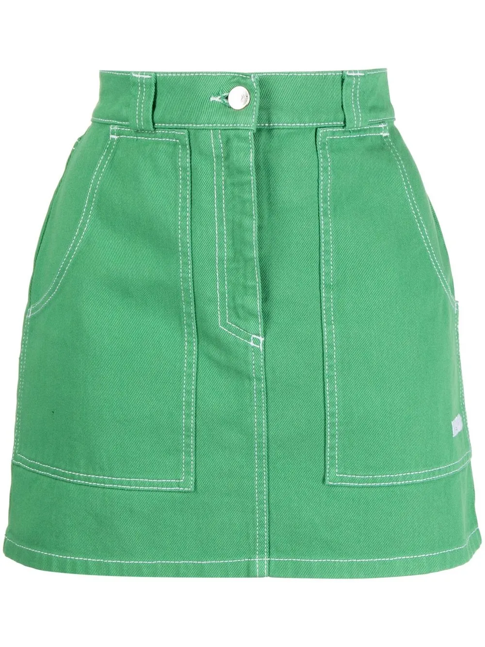 

MSGM embroidered-logo A-line mini skirt - Green