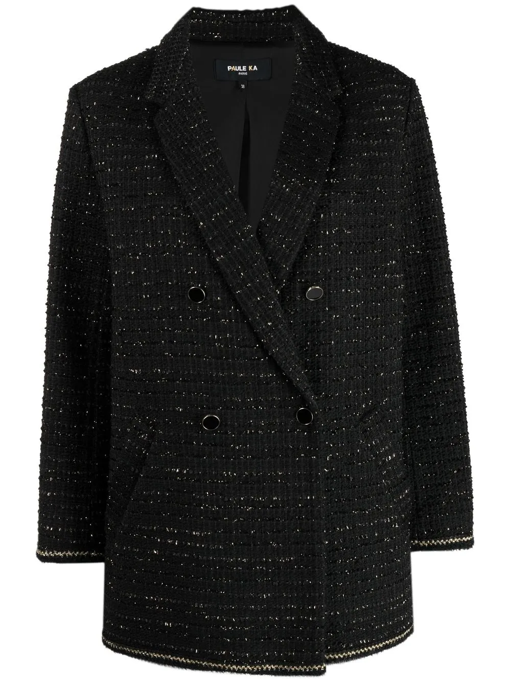 

Paule Ka double-breasted tweed coat - Black