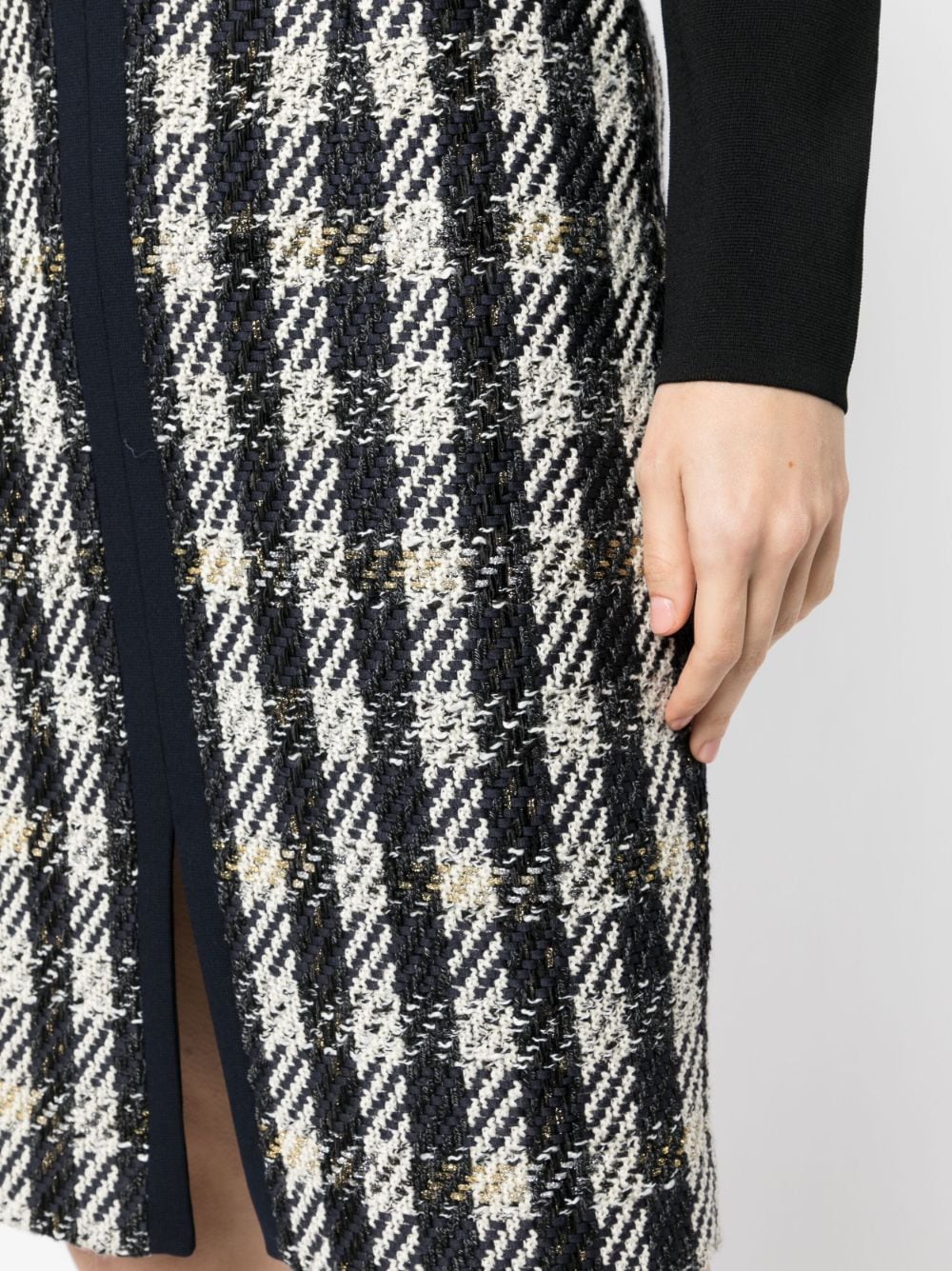 Shop Paule Ka Pencil Tweed Houndstooth-pattern Skirt In Black