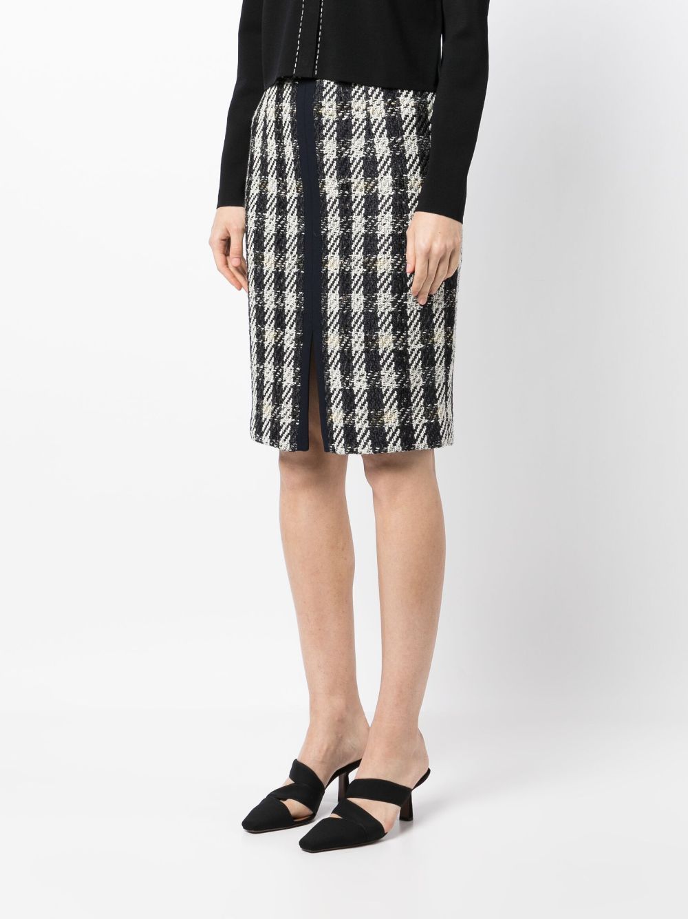 Shop Paule Ka Pencil Tweed Houndstooth-pattern Skirt In Black