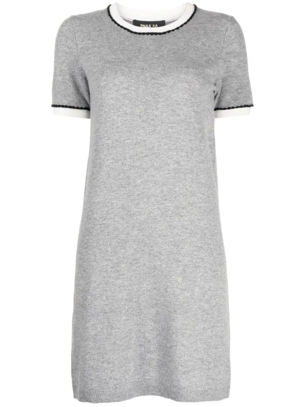 Paule Ka contrast trim Knitted Dress Grey FARFETCH AO