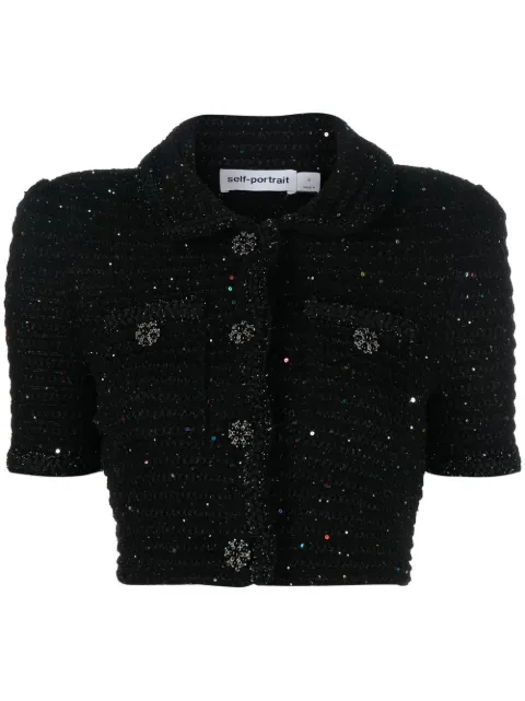 sequin knitted polo shirt