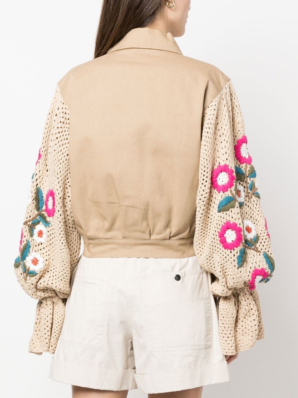 Shop Tu Lizé Crochet Detailed Jacket In Neutrals