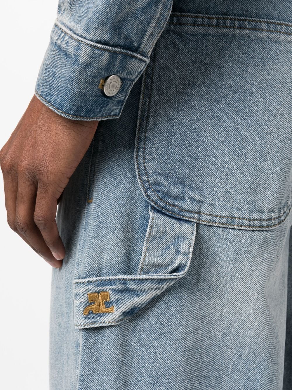 Shop Courrèges Patch Pockets Denim Jeans In Blue