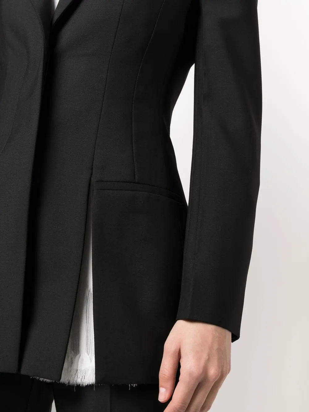 Givenchy Shoulder-pads Wool-mohair Blazer In Black
