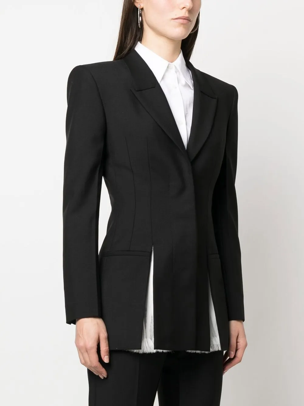 Givenchy Shoulder-pads Wool-mohair Blazer In Black