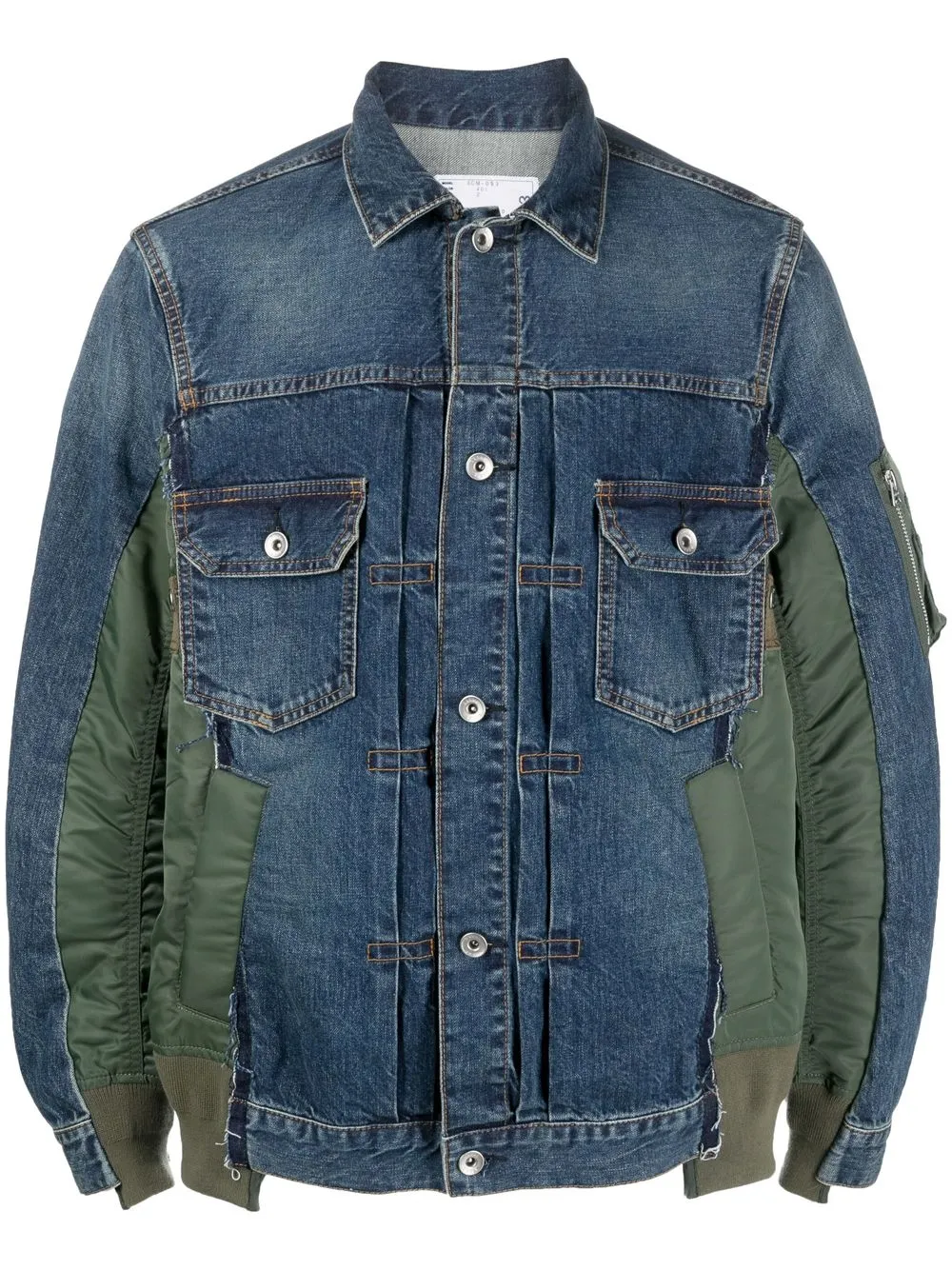 Shop Sacai Side-zip Panelled Denim Jacket In Blue