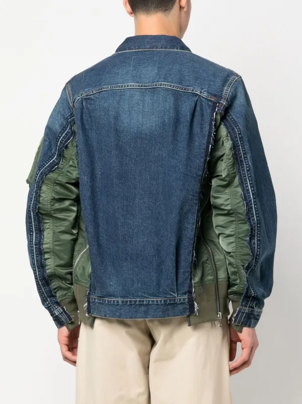 Sacai side-zip Panelled Denim Jacket - Farfetch