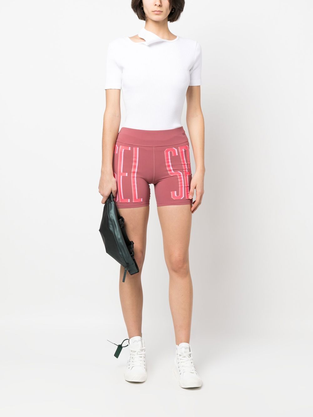 Diesel Fietsshorts met logoprint - Roze