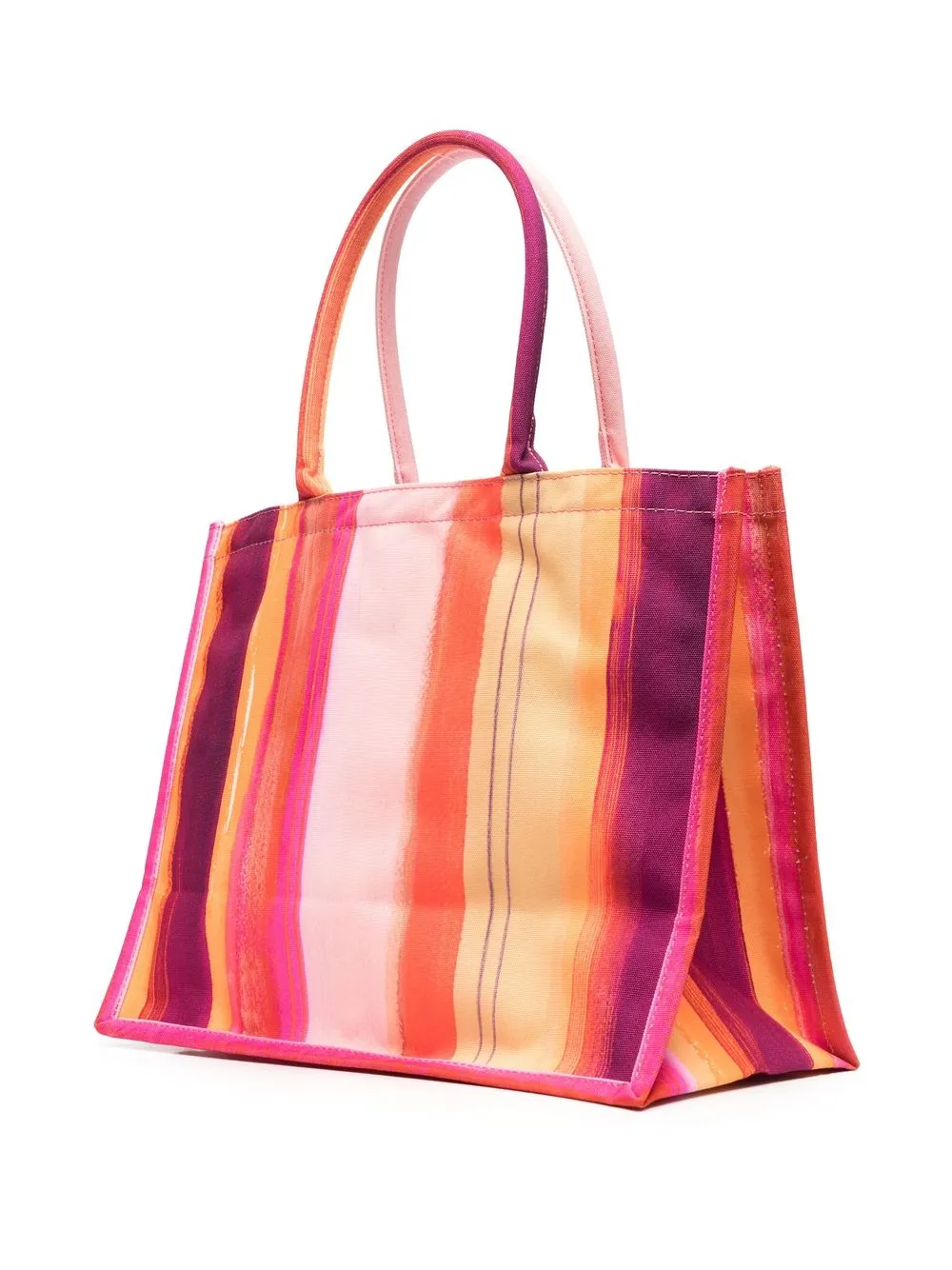 Msgm All-over Artist Stripe Print Tote Bag In Pink