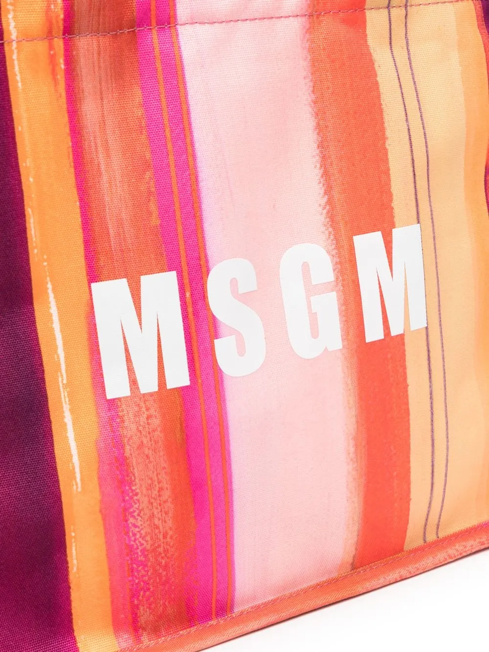 Msgm All-over Artist Stripe Print Tote Bag In Pink