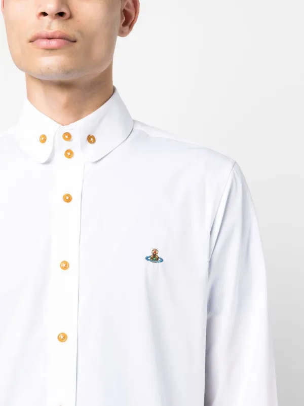Vivienne Westwood★関税込 ORB刺繍ロゴ POPLIN シャツ Vivienne Westwood embroidered-Orb Poplin Shirt | White