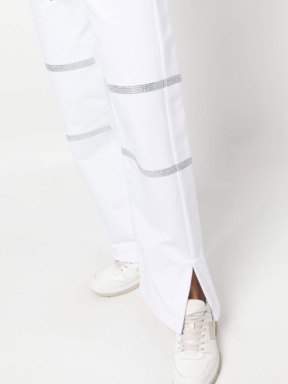 Shop Gcds Crystal-embellished Track Pants In Weiss