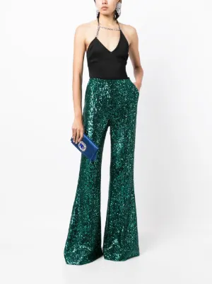 Pantalon Brodé Dentelle Transparente Bleu Elie Saab - Taille 4 (longueur 36)