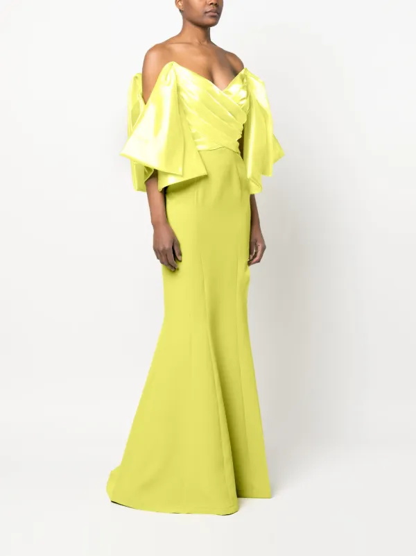 Yellow off the hot sale shoulder long dress