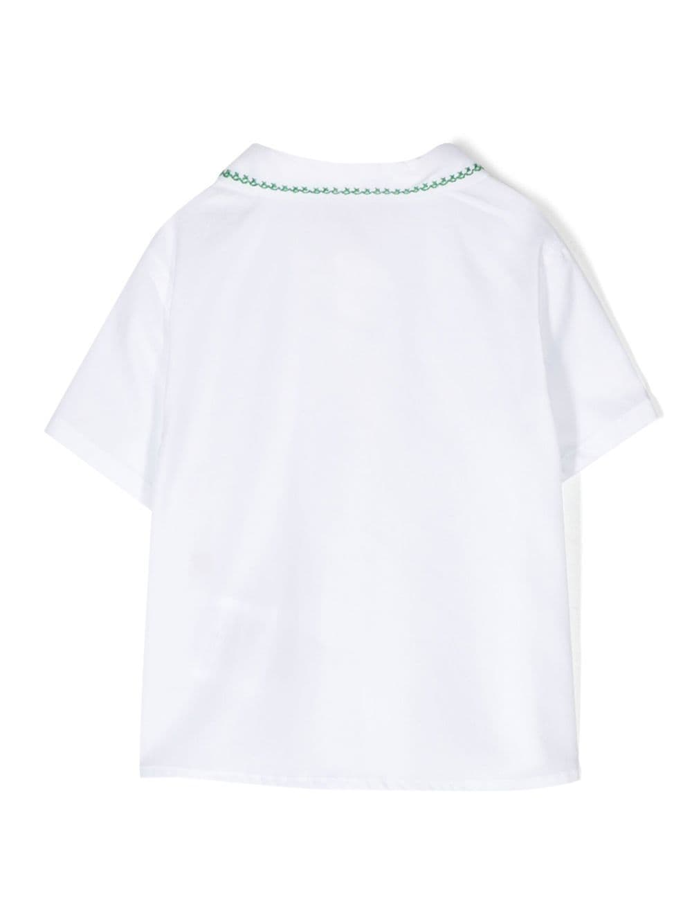 Shop Gucci Embroidered-trim Short-sleeve Shirt In Weiss