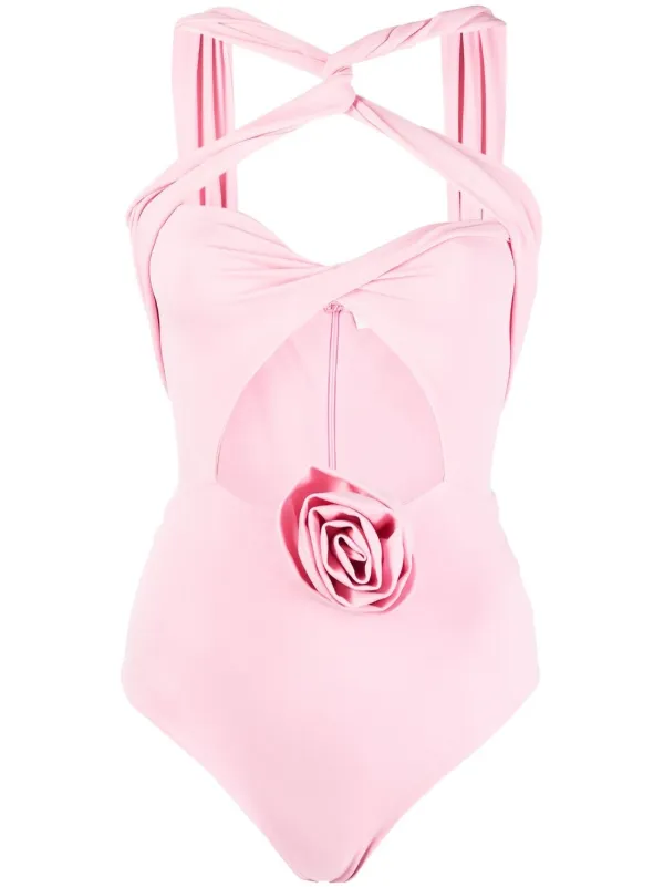 Magda Butrym Twisted Cut-out Bodysuit in Pink