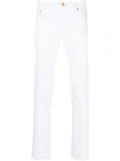 Hand Picked slim-cut logo patch jeans - White