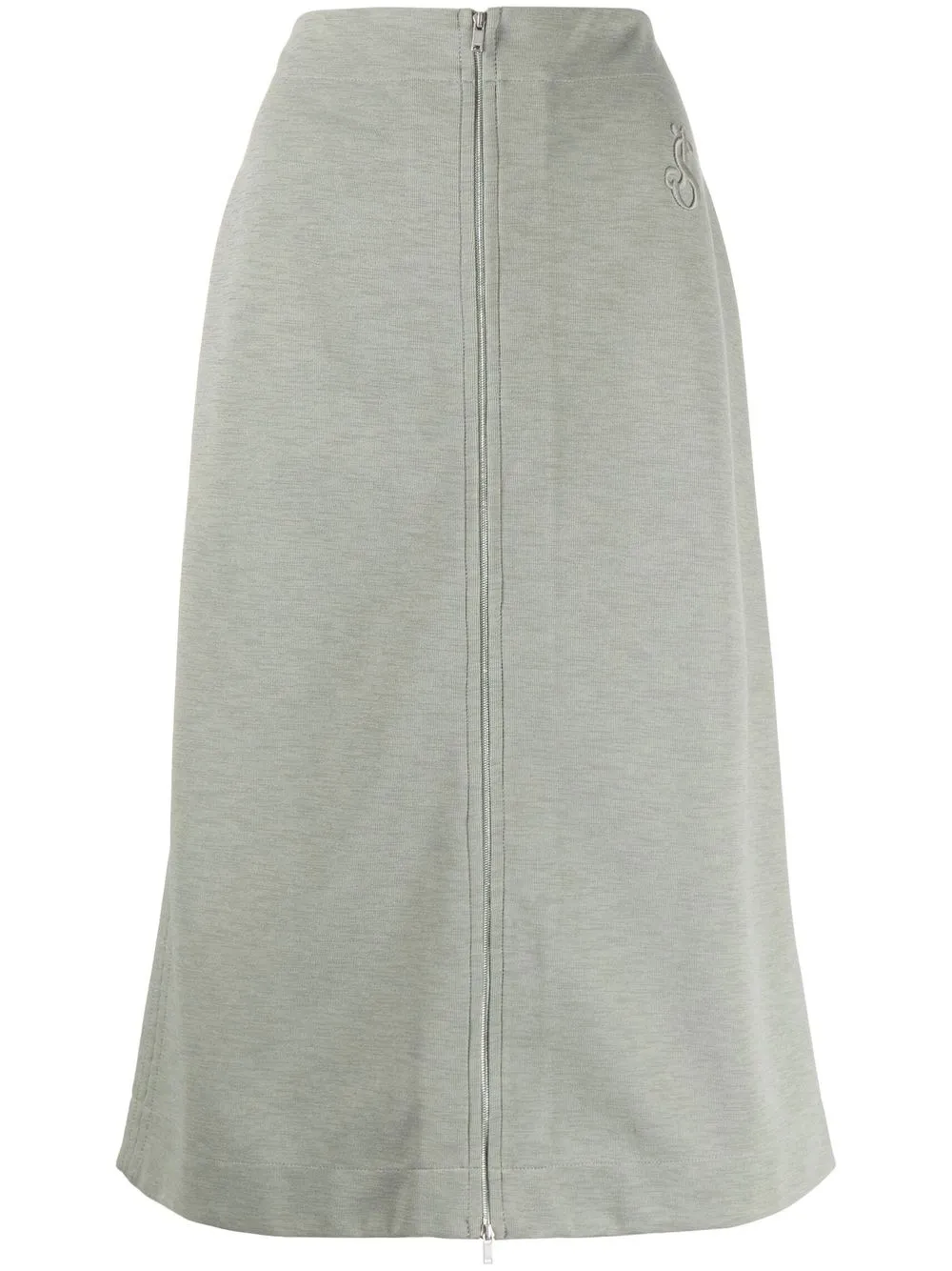 

Jil Sander debossed logo-detail midi skirt - Green