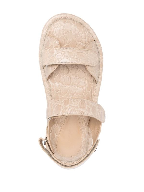 BY FAR croc embossed Leather Sandals Farfetch