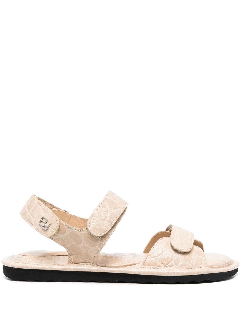 By Far Croc-embossed Leather Sandals In Nude