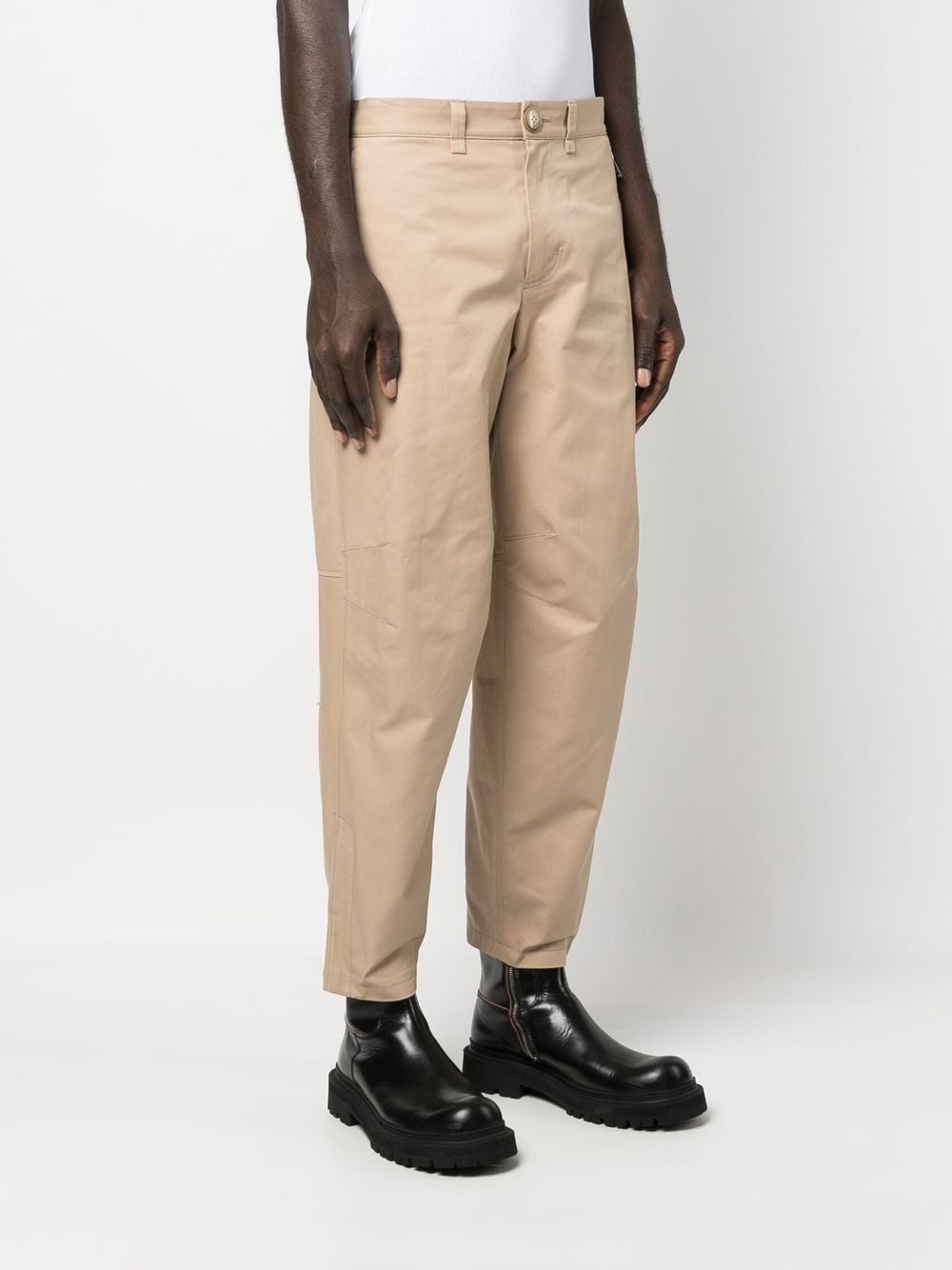 Shop Lanvin Ankle-zip Straight-leg Trousers In Brown