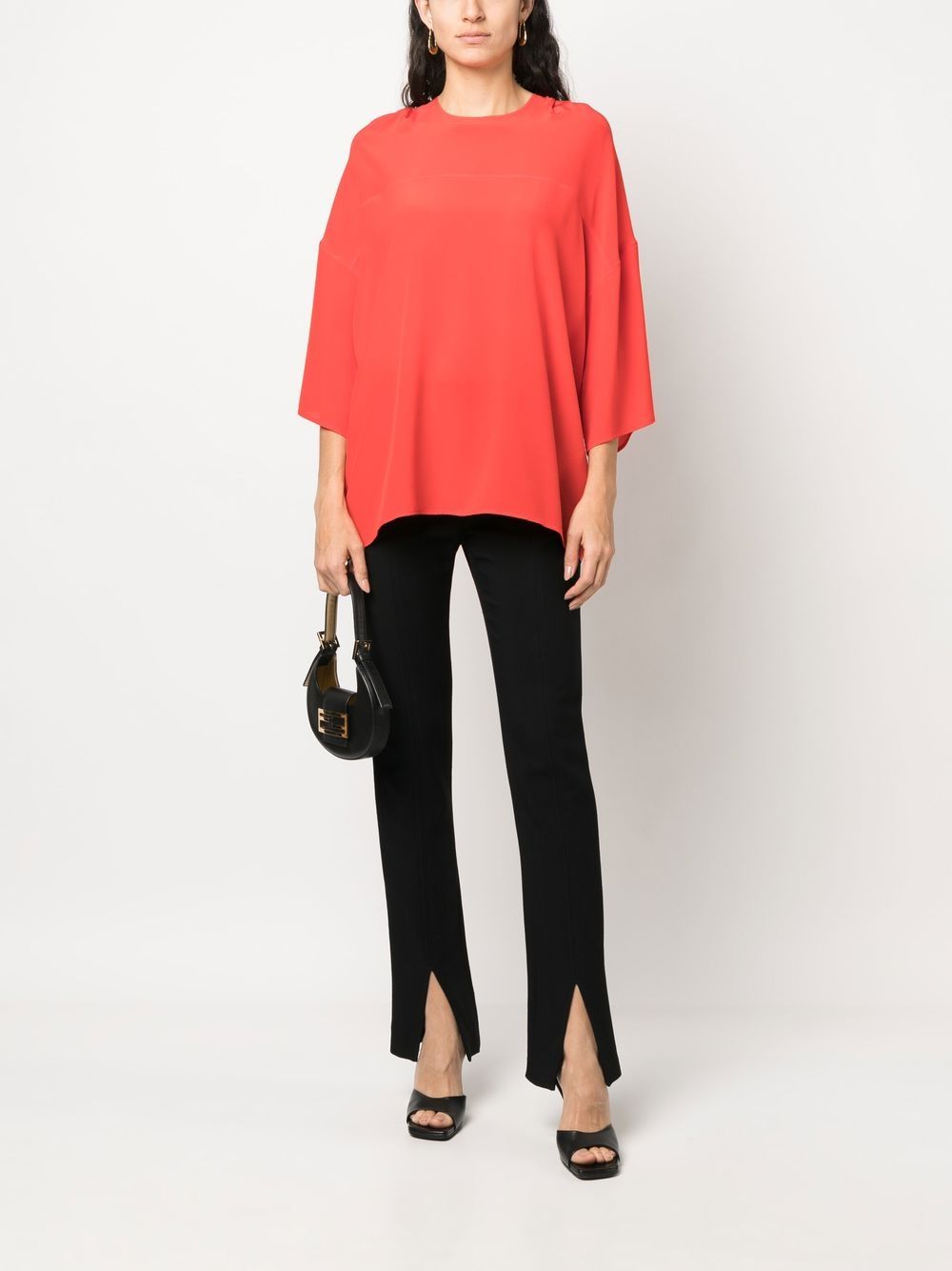 Shop Lanvin Draped Silk Blouse In Red