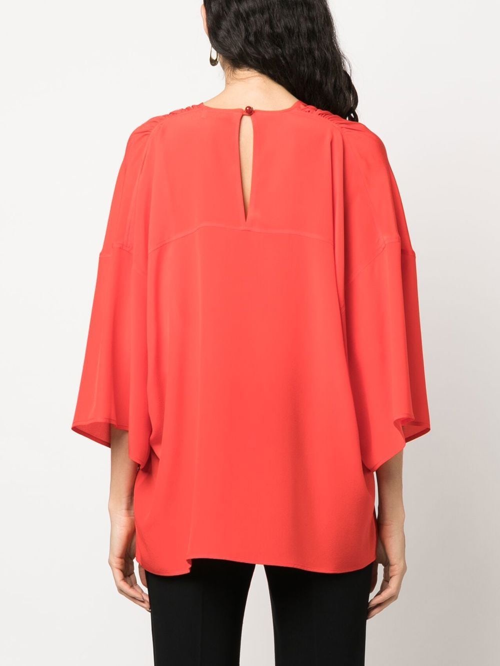 Shop Lanvin Draped Silk Blouse In Red