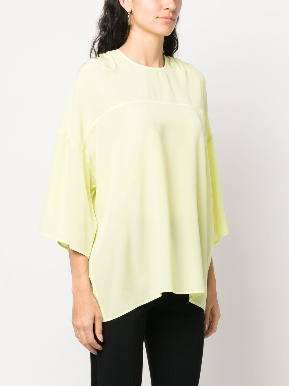 Shop Lanvin Draped Silk Blouse In Green