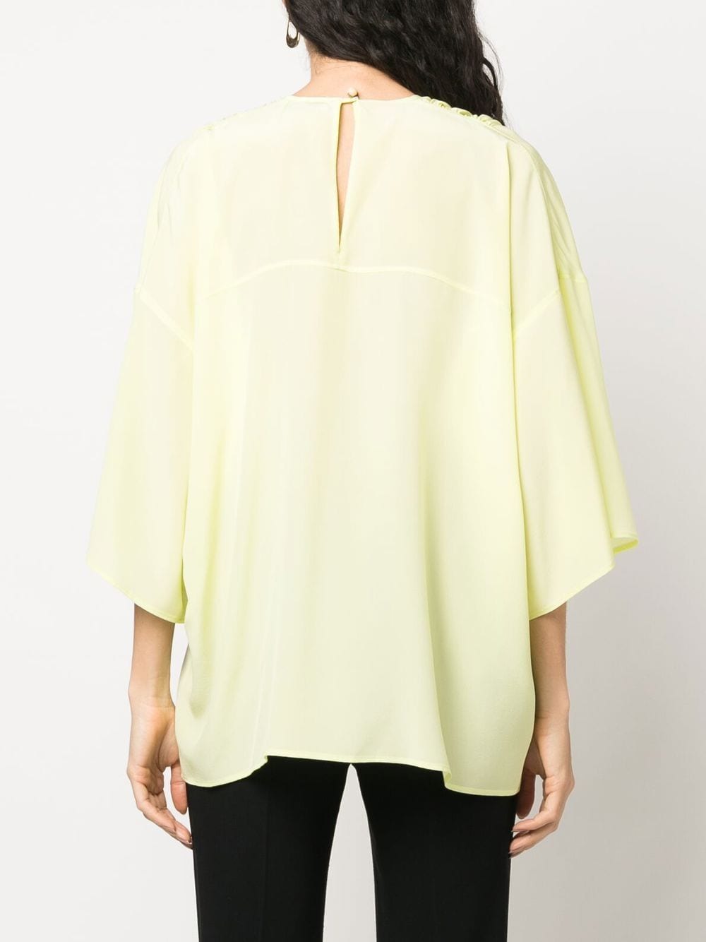 Shop Lanvin Draped Silk Blouse In Green