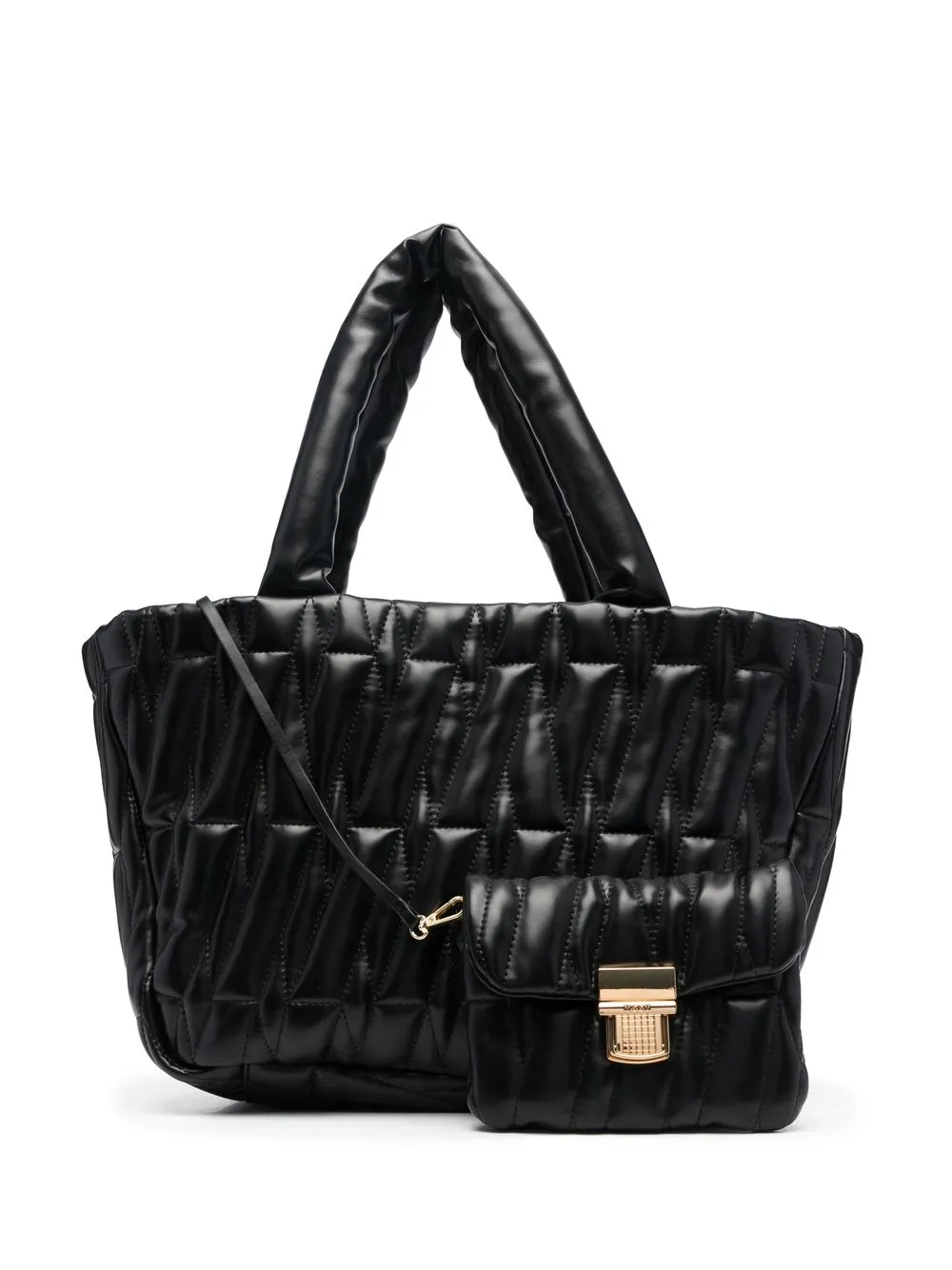 

MSGM quilted panels leather tote bag - Black