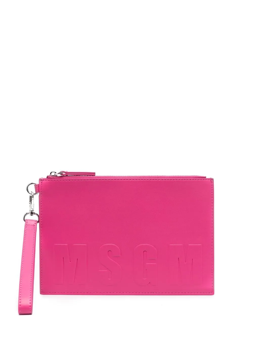 

MSGM embossed logo clutch bag - Pink