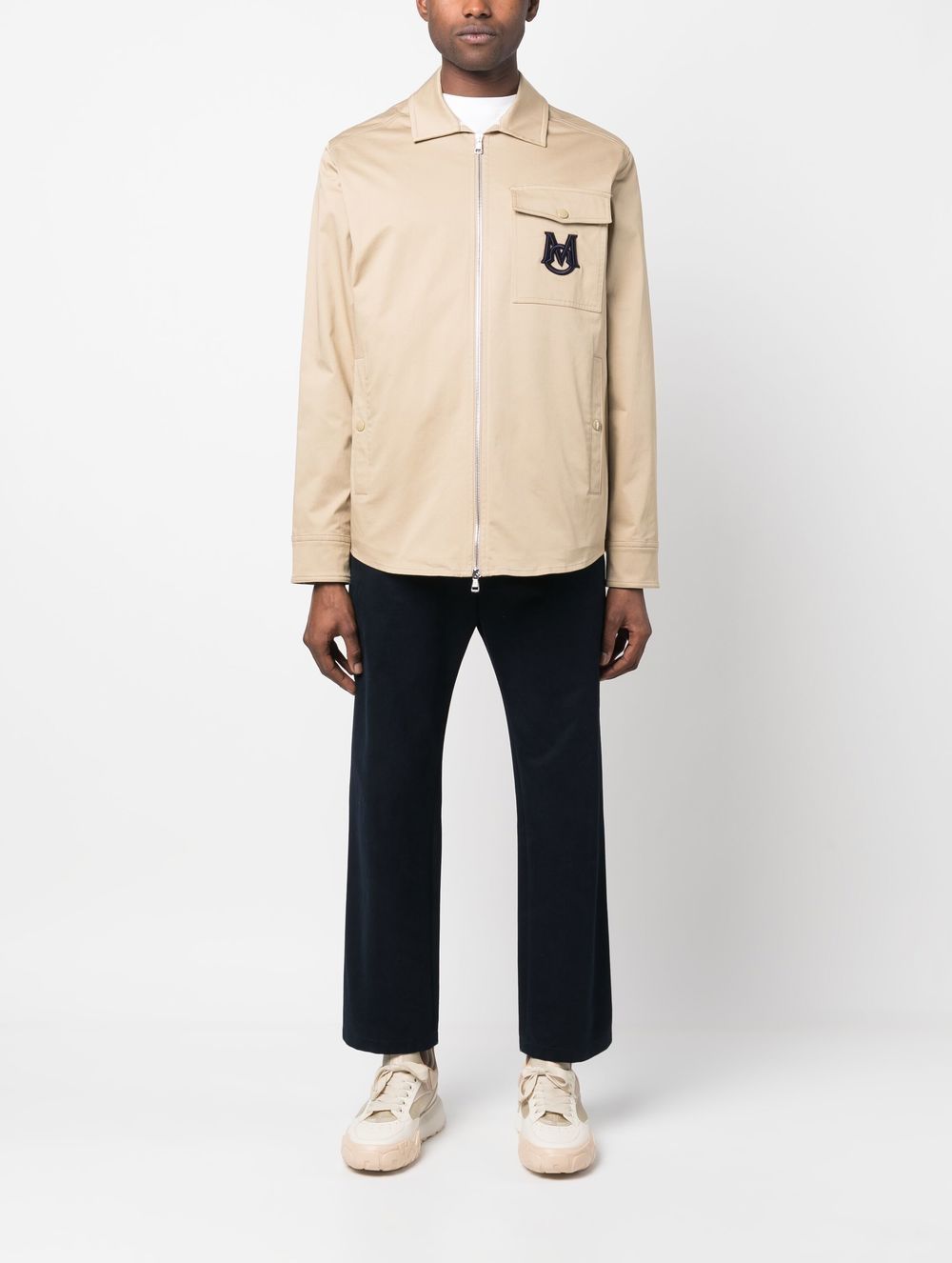 Moncler Shirtjack met geborduurd logo - Beige