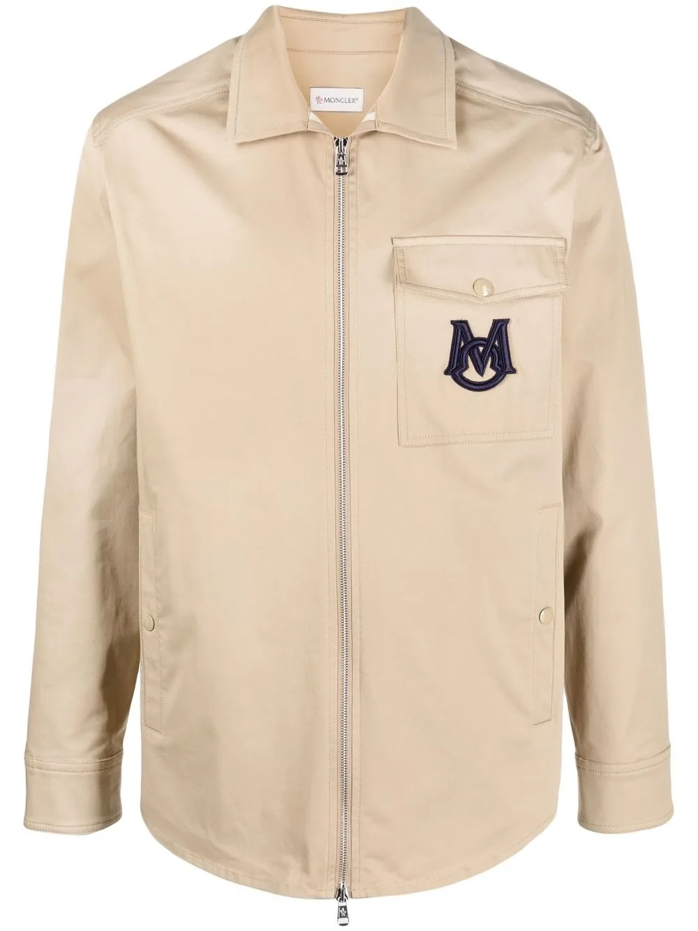 

Moncler logo-embroidered shirt jacket - Neutrals