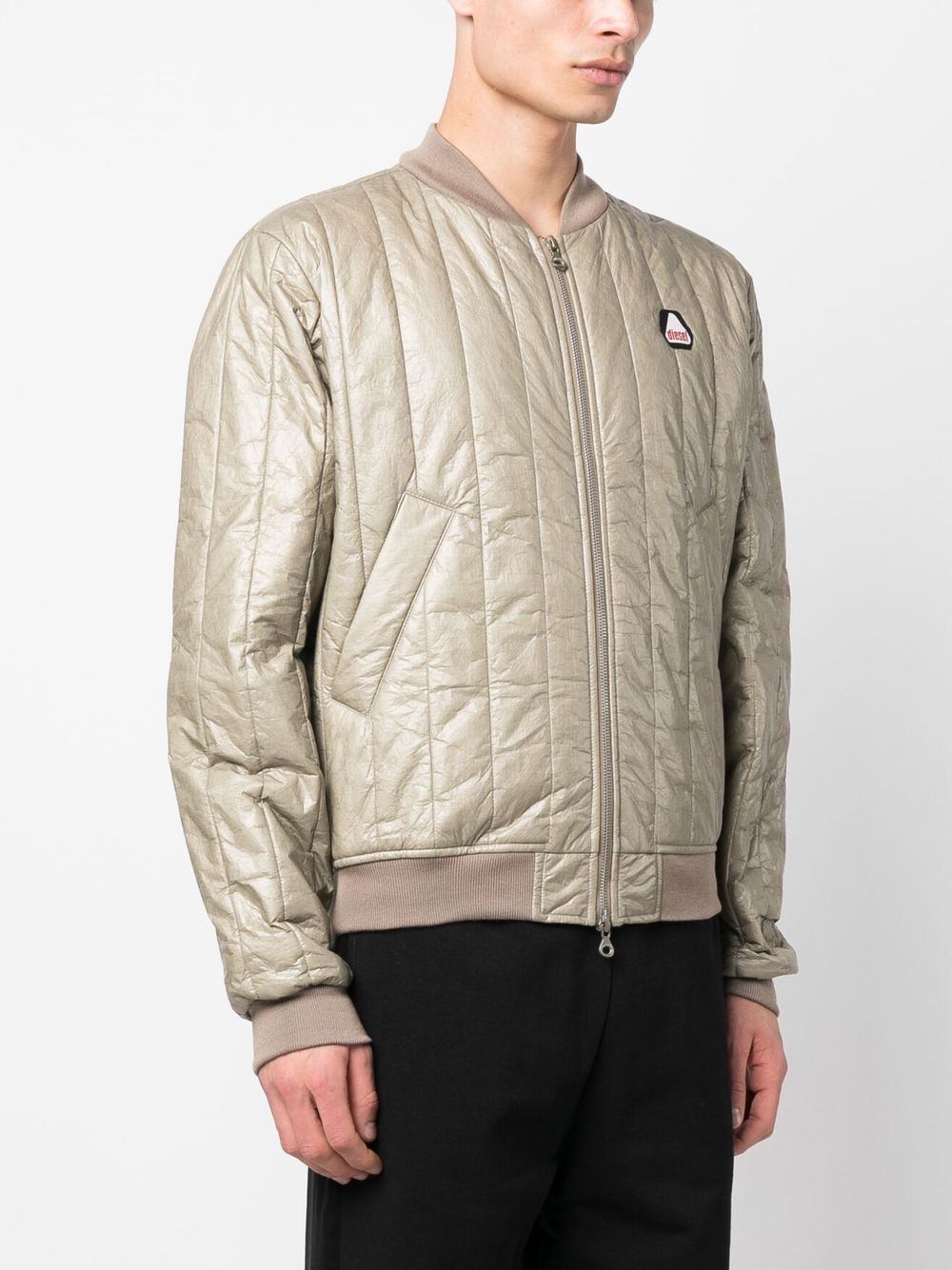 Shop Diesel Beige Quilted Bomber Jacket In Nude