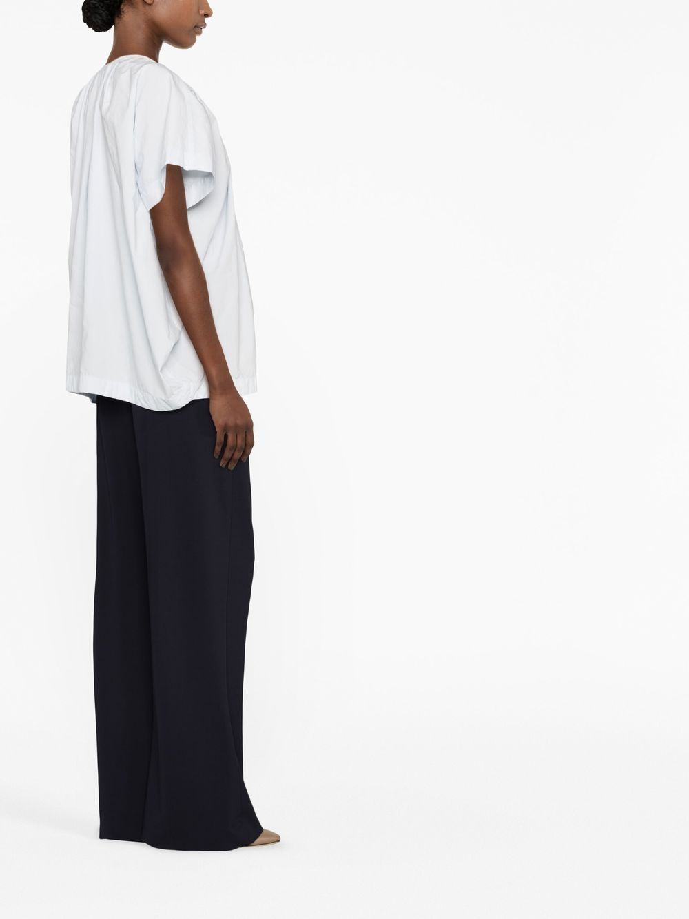 Shop Lemaire Pleated Short-sleeve Top In Blau