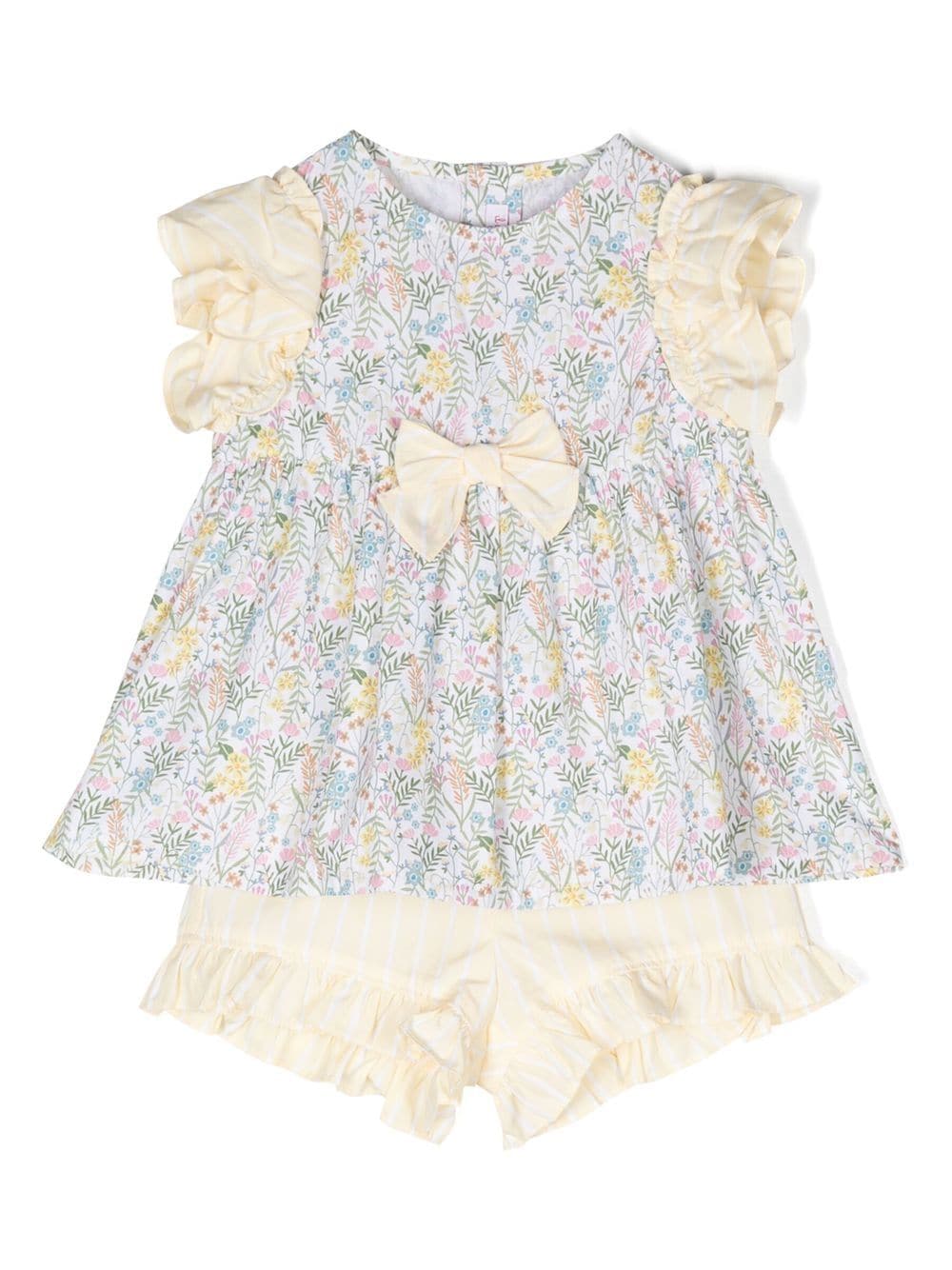 Il Gufo Babies' Floral-print Ruffled Sundress In Green