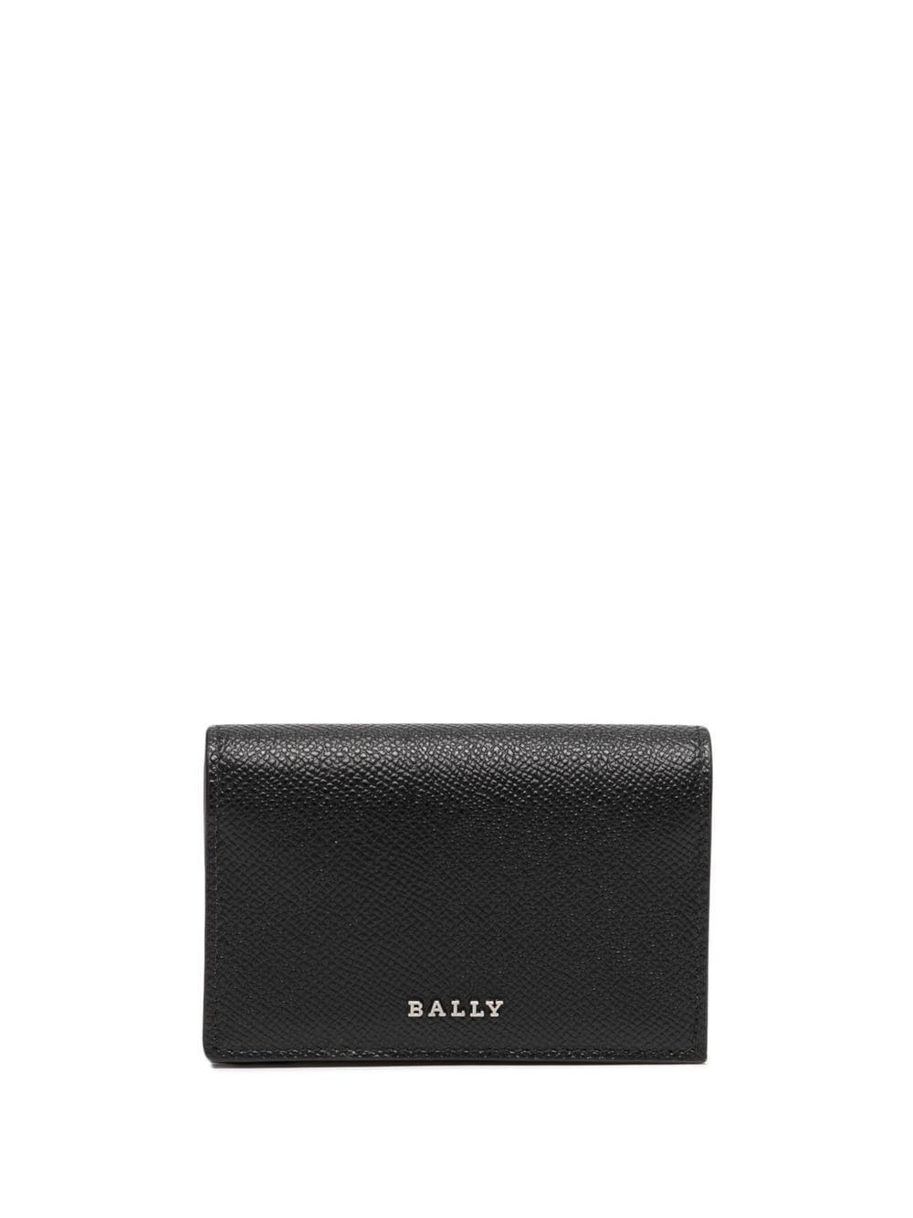 Bally Raised-logo Grained Leather Wallet In Black