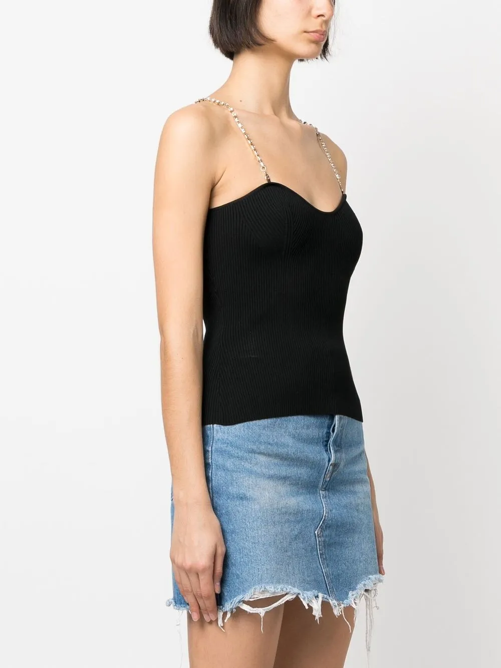 Blugirl Crystal-embellished Strap Knit Top In Schwarz